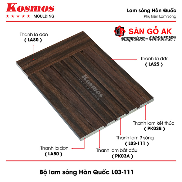 Tấm ốp lam 3 sóng Hàn Quốc L03-120D